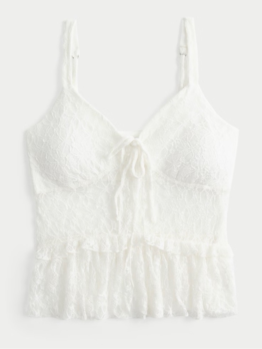 BNWT HOLLISTER White Lace Tie-Front Cami Top - Women - Picture 4 of 8